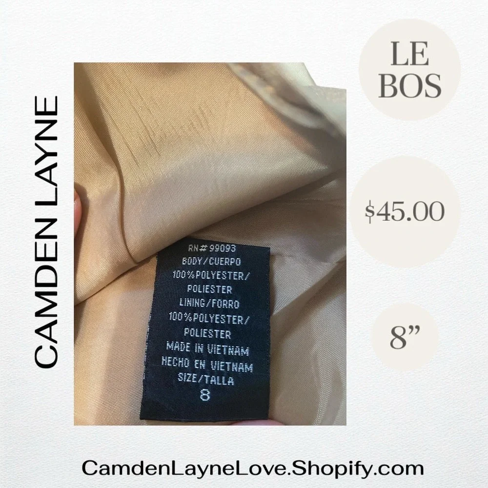 Le Bos Tan Blazer with Notched Lapel and Fitted Waist - Picture 7 of 8